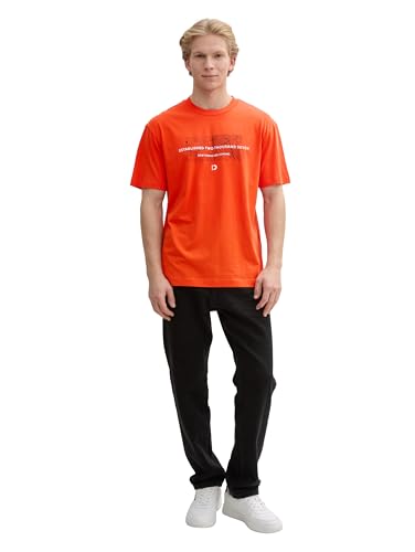 TOM TAILOR Denim Relaxed Fit T-Shirt mit Print, Peach pink, M von TOM TAILOR Denim