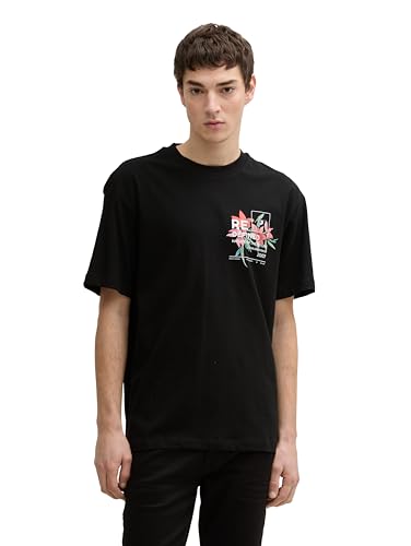 TOM TAILOR Denim Relaxed Fit T-Shirt mit Print, deep Fiery orange White Inject, L von TOM TAILOR Denim