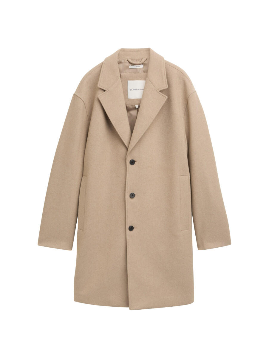 TOM TAILOR Denim - Relaxed Mantel mit Wollanteil braun - Gr. - S von TOM TAILOR Denim