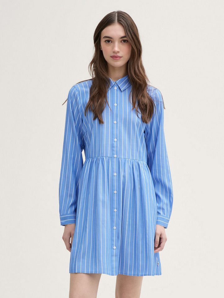 TOM TAILOR Denim Sommerkleid Mini-Blusenkleid mit Streifenmuster Mini-Blusenkleid mit Streifenmuster von TOM TAILOR Denim