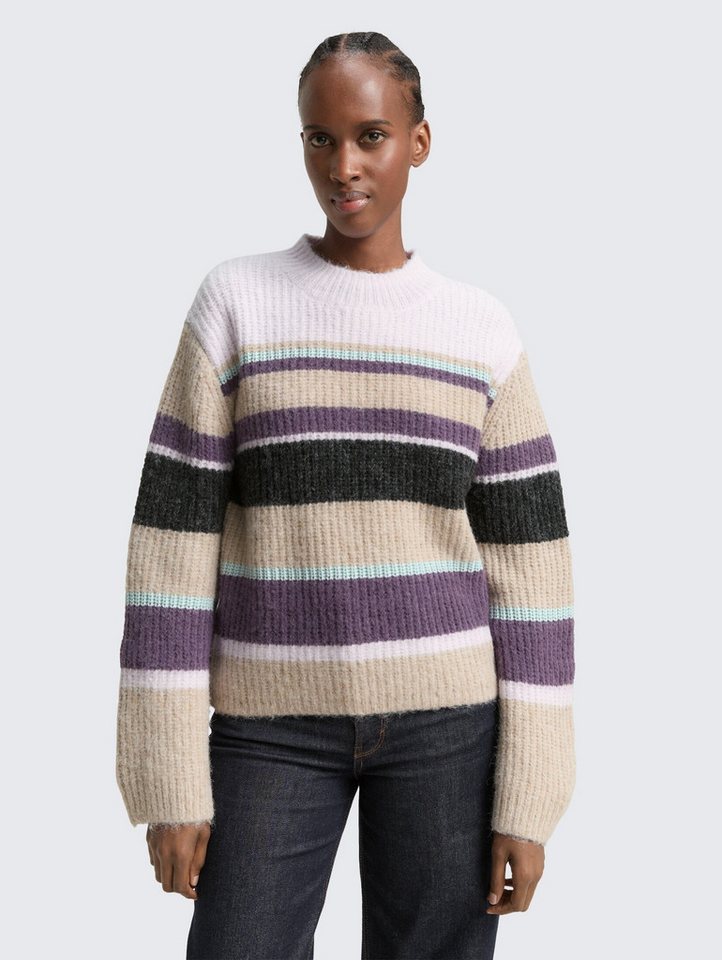 TOM TAILOR Denim Strickpullover Relaxed Fit Strickpullover mit Streifenmuster Relaxed Fit Strickpullover mit Streifenmuster von TOM TAILOR Denim
