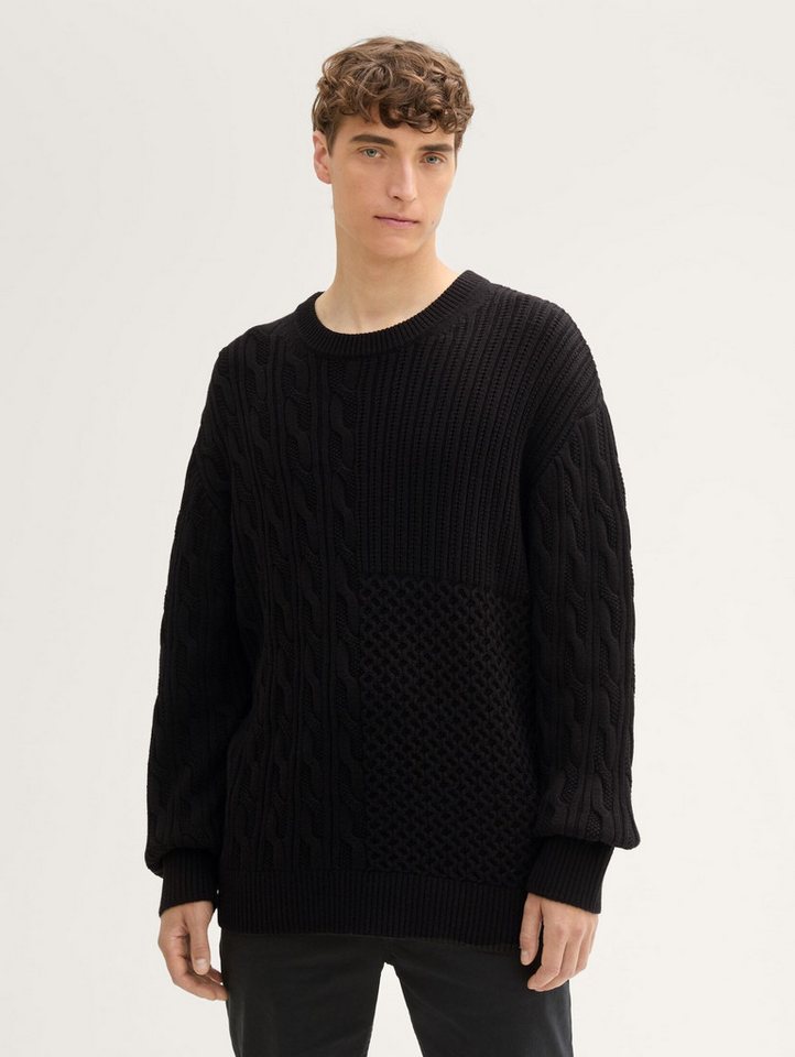 TOM TAILOR Denim Strickpullover Relaxed Pullover mit Zopfmuster von TOM TAILOR Denim