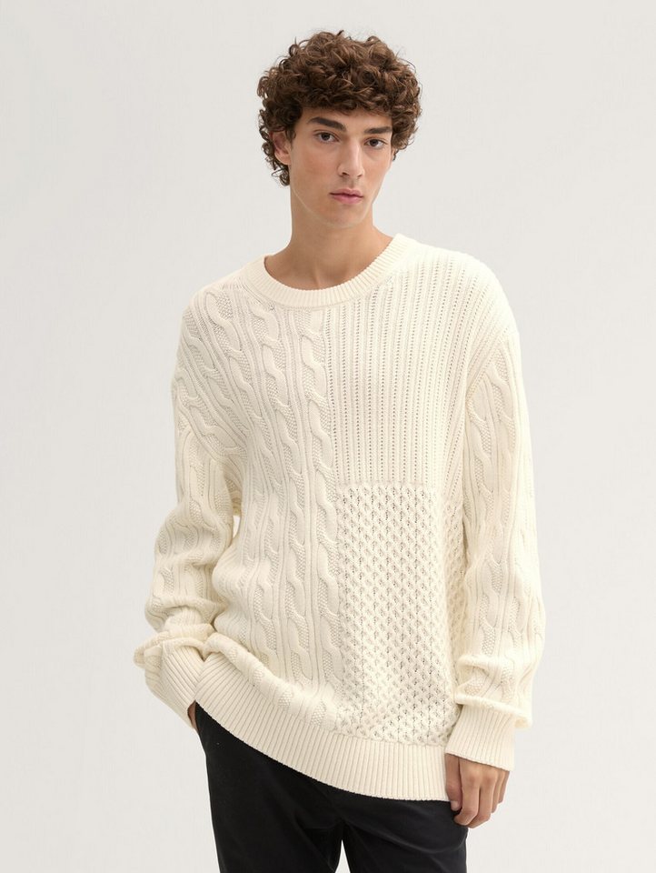 TOM TAILOR Denim Strickpullover Relaxed Pullover mit Zopfmuster von TOM TAILOR Denim