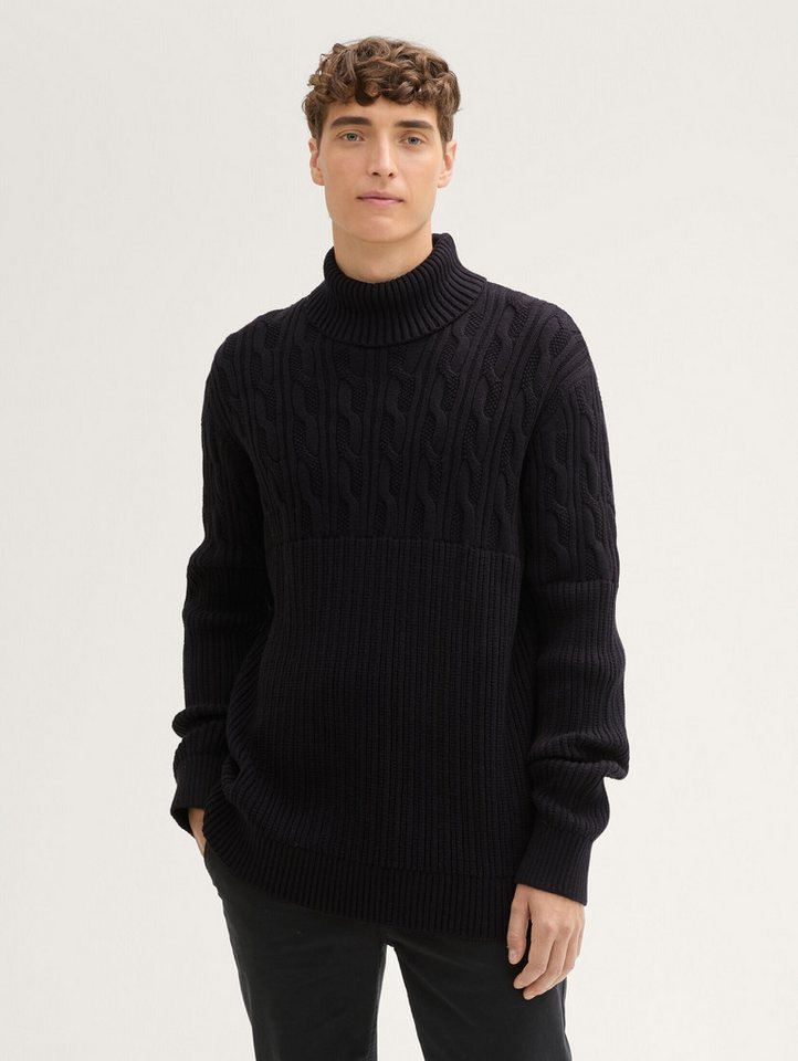 TOM TAILOR Denim Strickpullover Rollkragenpullover mit Zopfmuster Rollkragenpullover mit Zopfmuster von TOM TAILOR Denim