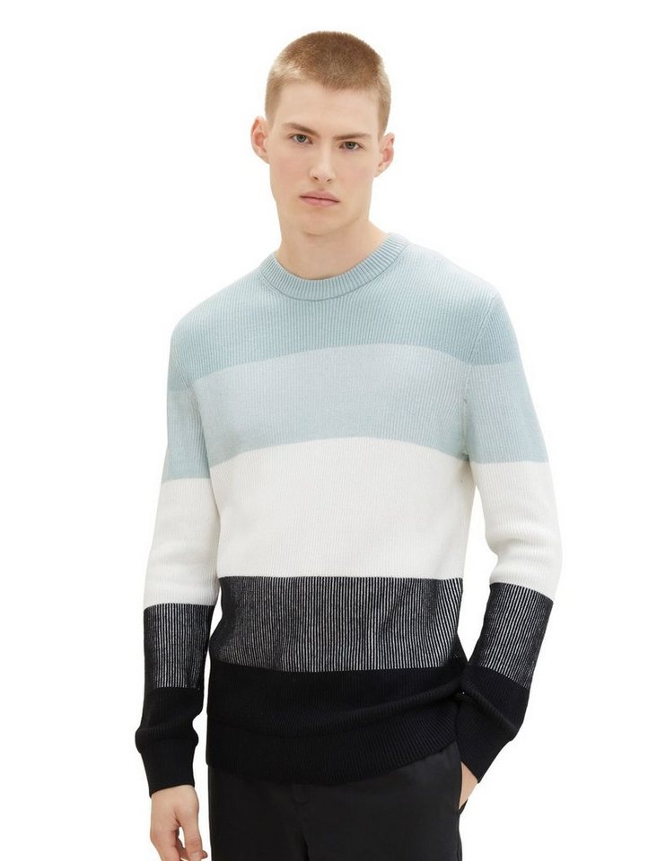 TOM TAILOR Denim Strickpullover STRUCTURED COLORBLOCK aus Baumwolle von TOM TAILOR Denim