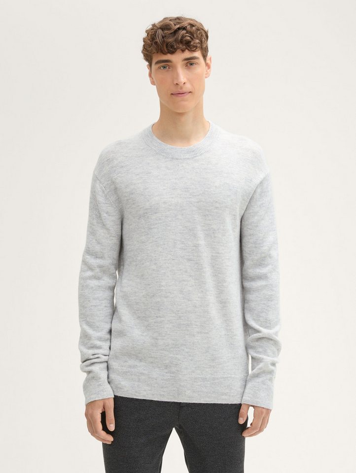 TOM TAILOR Denim Strickpullover Strickpullover mit Wolle mit Logo Stickerei von TOM TAILOR Denim