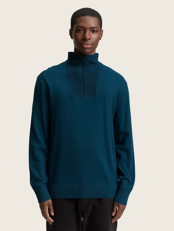 TOM TAILOR Denim Strickpullover Troyer Strickpullover aus Baumwolle Troyer Strickpullover aus Baumwolle von TOM TAILOR Denim
