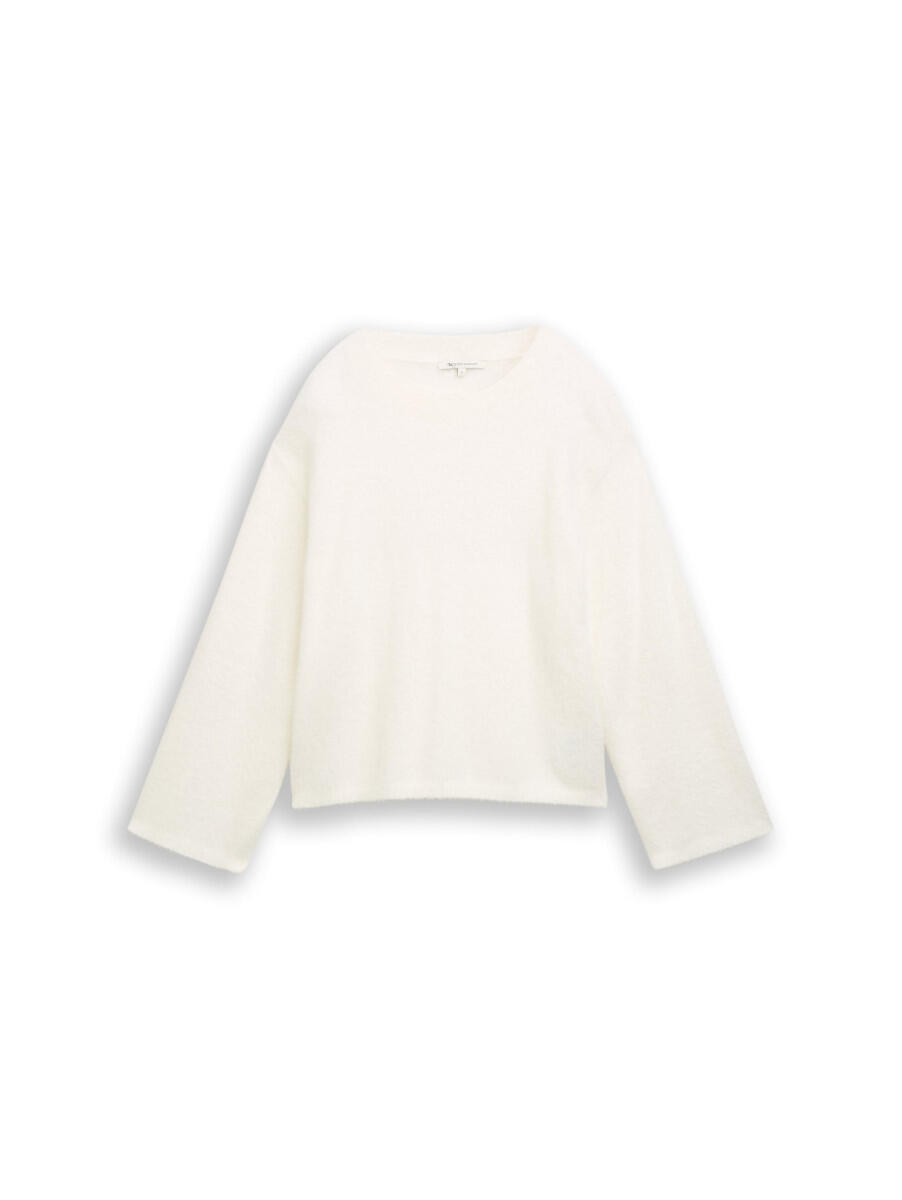 TOM TAILOR Denim - Strickpullover aus Federgarn weiß - Gr. - M von TOM TAILOR Denim