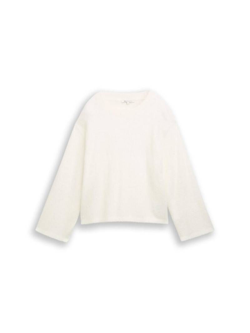 TOM TAILOR Denim - Strickpullover aus Federgarn weiß - Gr. - M von TOM TAILOR Denim