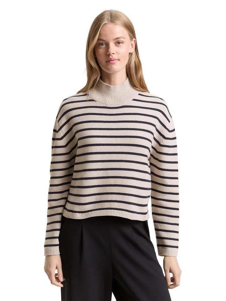 TOM TAILOR Denim Strickpullover im Streifen-Design und mit Stehkragen von TOM TAILOR Denim