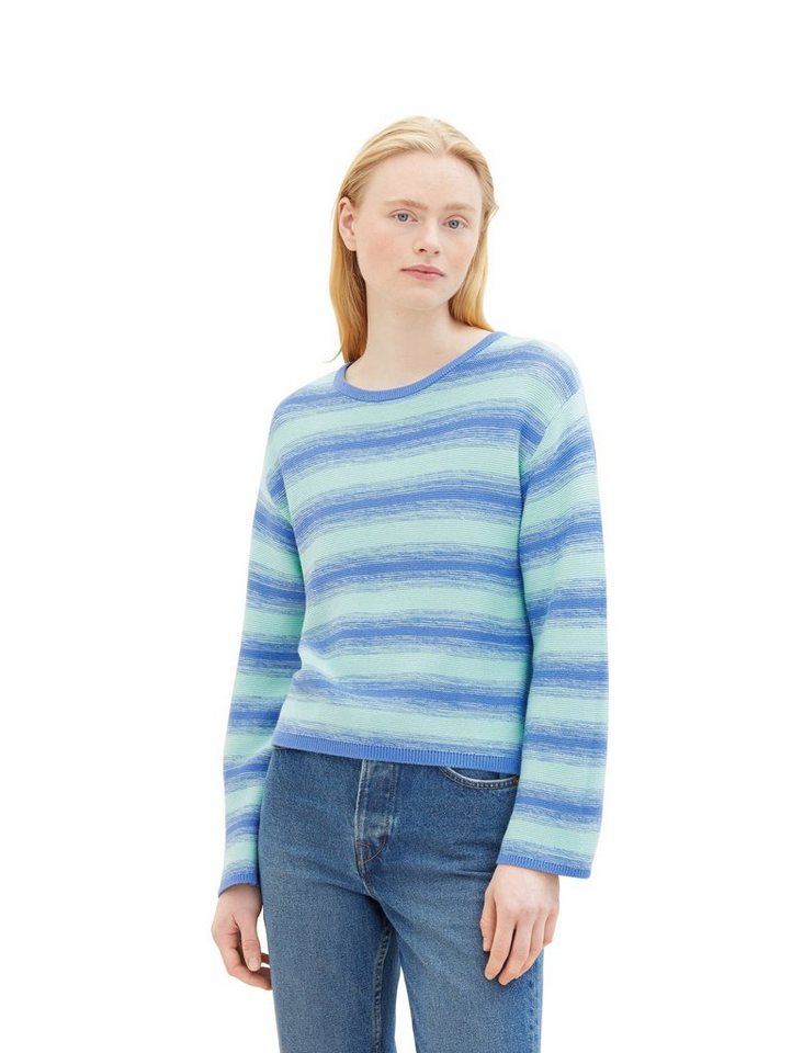 TOM TAILOR Denim Strickpullover in Streifen-Optik und mit Farbverlauf von TOM TAILOR Denim