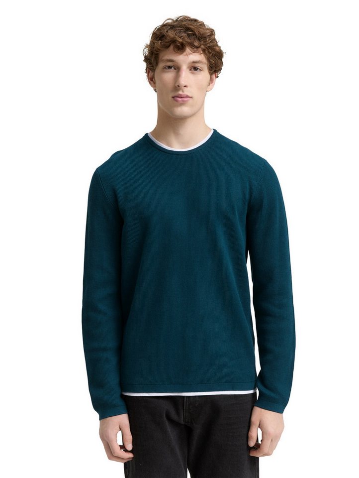 TOM TAILOR Denim Strickpullover mit 2-in-1 Ausschnitt von TOM TAILOR Denim