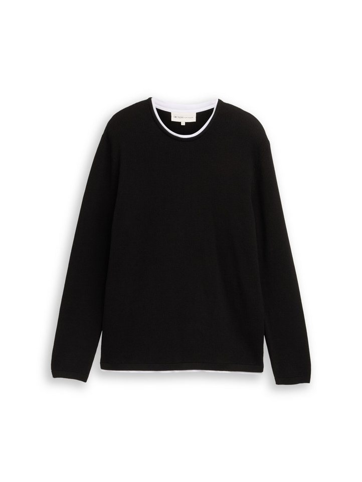 TOM TAILOR Denim Strickpullover structured double layer crew n von TOM TAILOR Denim