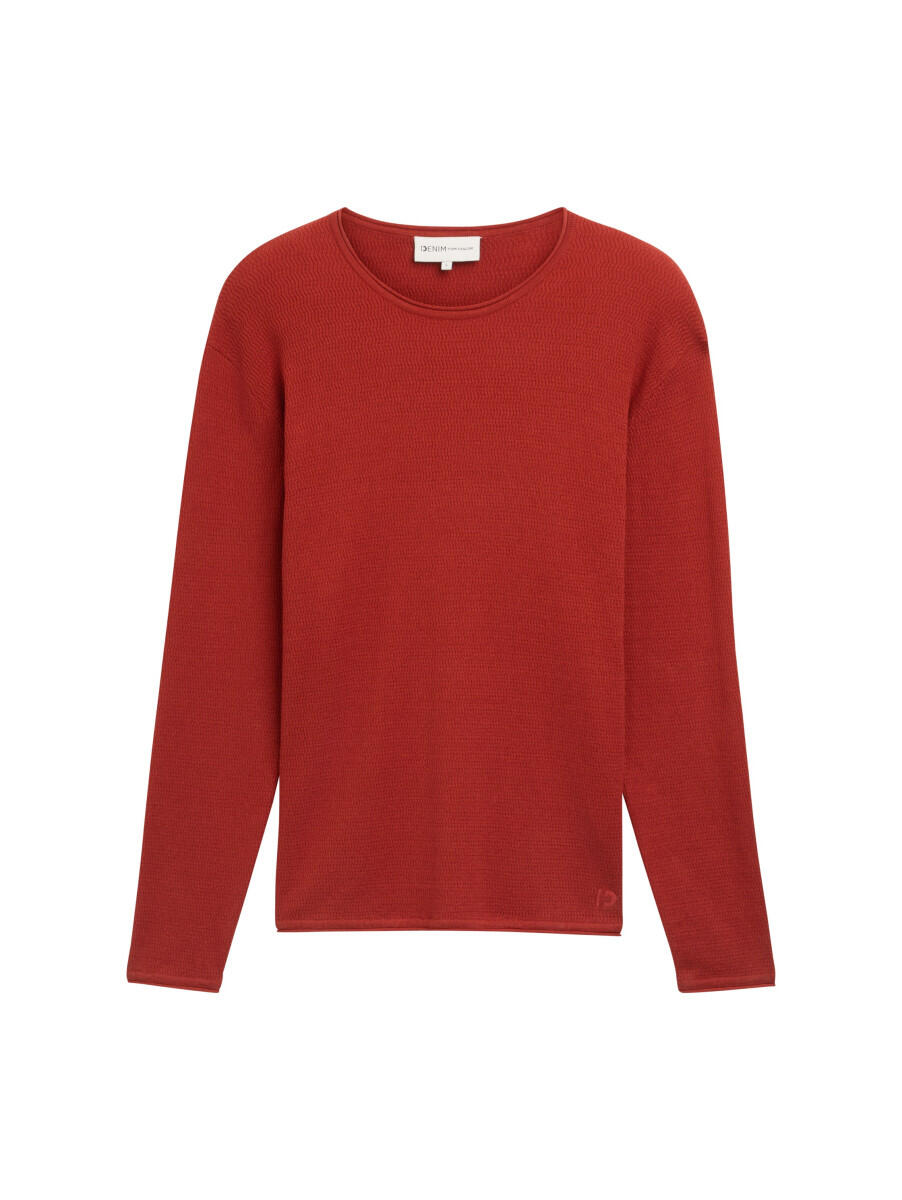 TOM TAILOR Denim - Strukturierter Pullover rot - Gr. - M von TOM TAILOR Denim