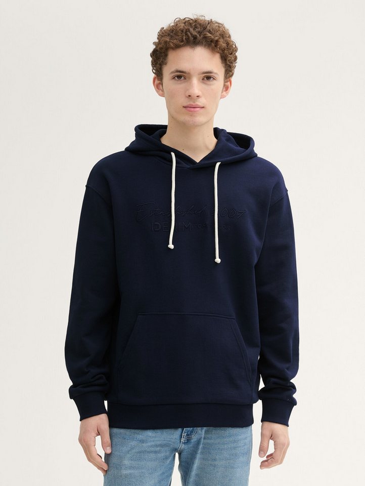 TOM TAILOR Denim Sweatjacke Hoodie Sweatshirt mit tonaler Logo-Stickerei Hoodie Sweatshirt mit tonaler Logo-Stickerei von TOM TAILOR Denim