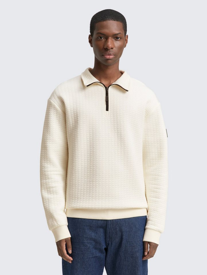 TOM TAILOR Denim Sweatshirt Troyer Sweatshirt mit Logo-Badge Troyer Sweatshirt mit Logo-Badge von TOM TAILOR Denim