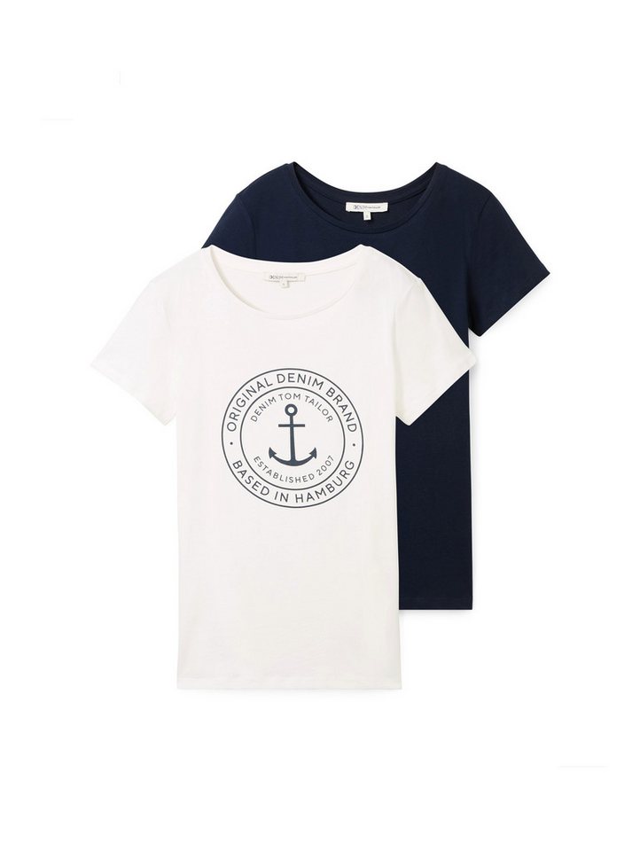TOM TAILOR Denim T-Shirt (Packung, 2-tlg) Doppelpack mit Logo-Print von TOM TAILOR Denim