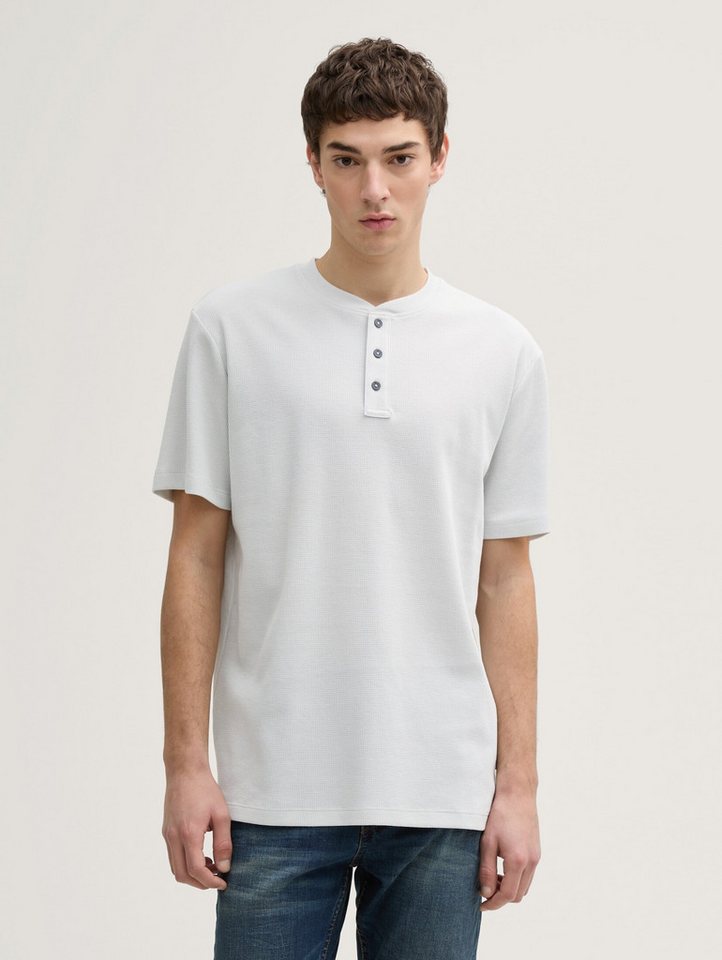 TOM TAILOR Denim T-Shirt T-Shirt Henley T-Shirt in Waffelstruktur von TOM TAILOR Denim
