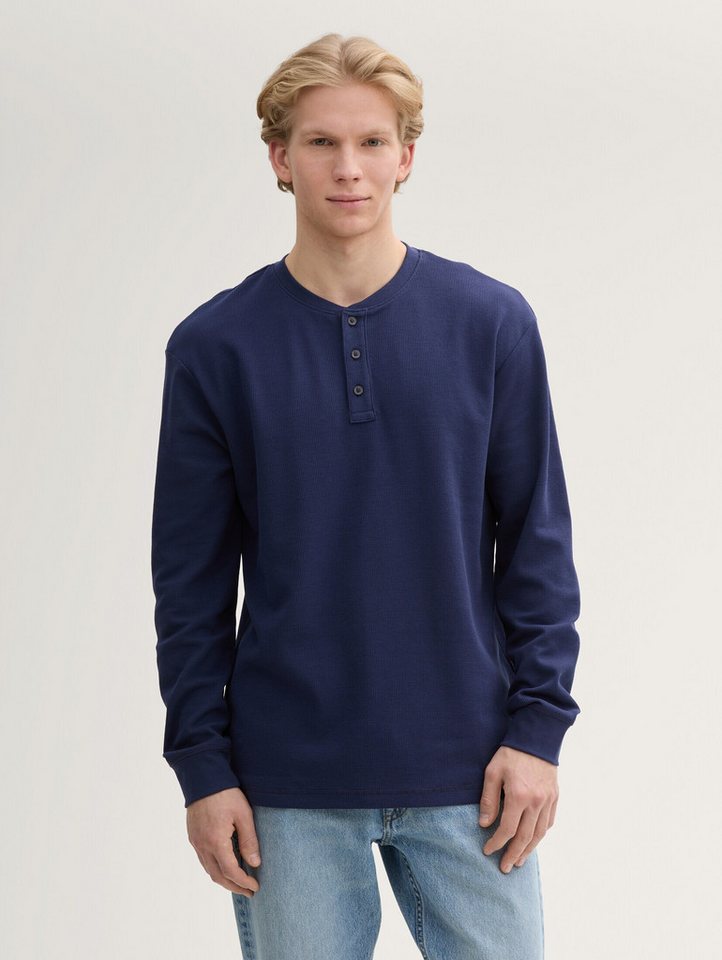 TOM TAILOR Denim T-Shirt Relaxed Fit Henley Langarmshirt Relaxed Fit Henley Langarmshirt von TOM TAILOR Denim