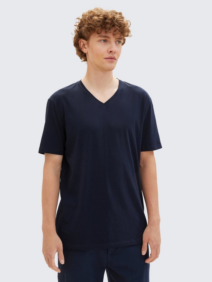 TOM TAILOR Denim T-Shirt T-Shirt (im Doppelpack) Basic T-Shirt im Doppelpack mit V-Ausschnitt von TOM TAILOR Denim