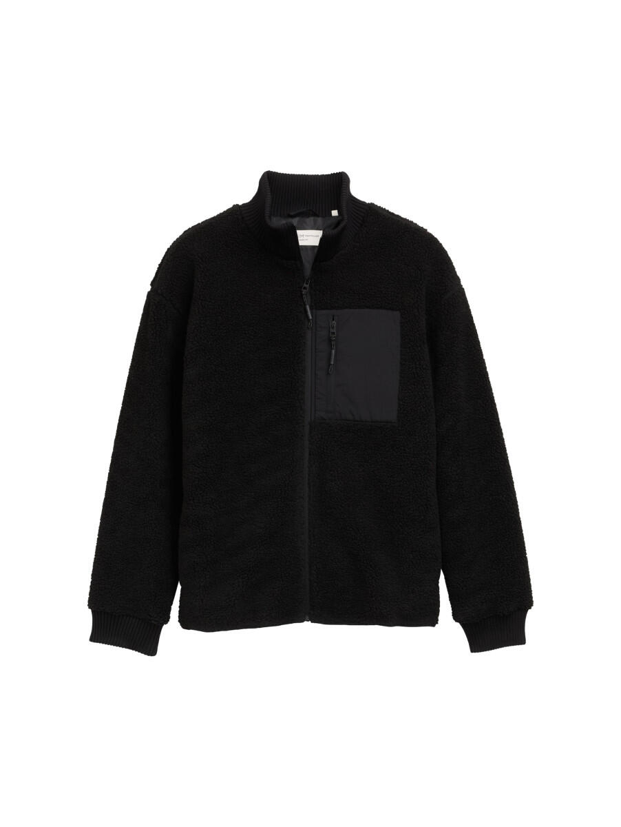 TOM TAILOR Denim - Teddy Jacke mit Stehkragen schwarz - Gr. - S von TOM TAILOR Denim