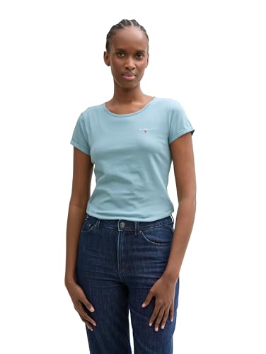 Tom Tailor Basic T-Shirt mit Logo-Print, deep Black, XXS von TOM TAILOR Denim