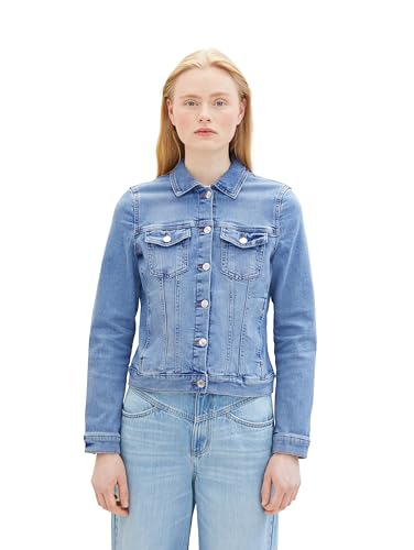 Tom Tailor Denim Damen Basic Jeansjacke, 10142 - Light Stone Blue Denim, L von TOM TAILOR Denim