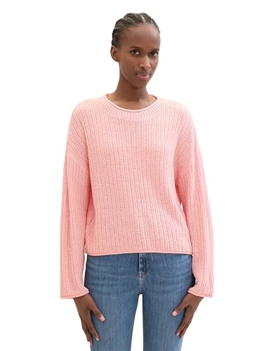 Tom Tailor Denim Damen Basic Pullover, 21171 - Crystal Pink, S von TOM TAILOR Denim