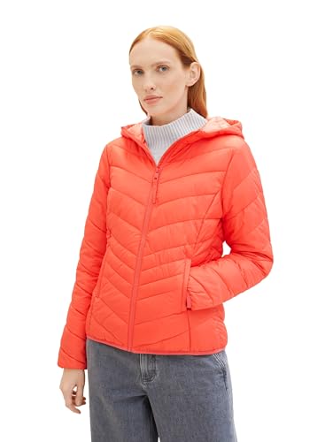 Tom Tailor Denim Damen Lightweight Steppjacke mit Kapuze, 11042 - Plain Red, XS von TOM TAILOR Denim