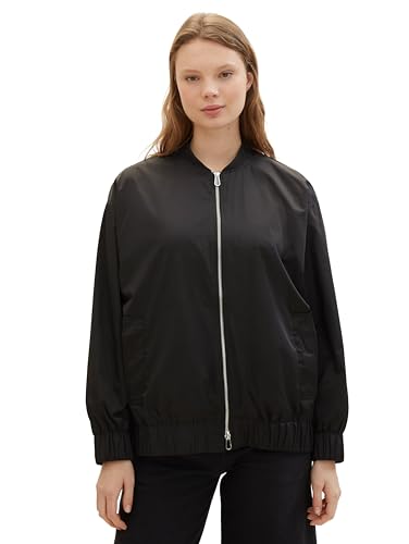 Tom Tailor Denim Damen Loose Fit College Bomberjacke, 14482 - Deep Black, M von TOM TAILOR Denim