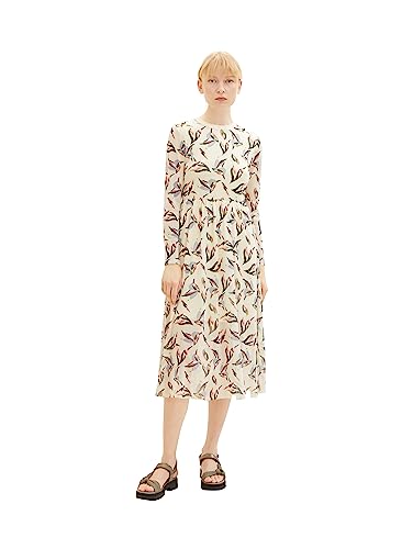 Tom Tailor Denim Damen Mesh Kleid mit Muster, 27463 - Cream Abstract Print, M von TOM TAILOR Denim