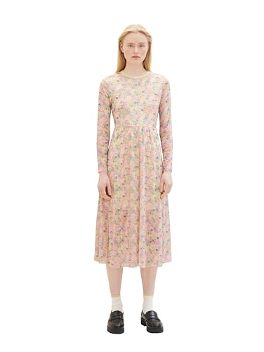 Tom Tailor Denim Damen Mesh Kleid mit Muster, 35154 - Colorful Flower Print, S von TOM TAILOR Denim