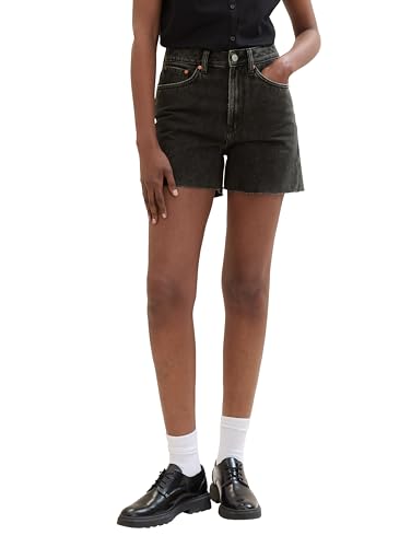 TOM TAILOR Denim Damen Mom High Waist Jeans Shorts , clean dark stone black denim, XXL von TOM TAILOR Denim