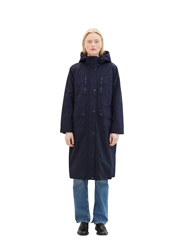 Tom Tailor Denim Damen Parka Mantel mit Kapuze, 10668 - Sky Captain Blue, S von TOM TAILOR Denim