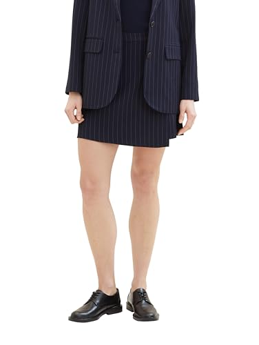 Tom Tailor Denim Damen Pinstripe Mini-Rock in Wickel-Optik, 34667 - Navy Blue Pinstripe, XXL Tom Tailor Denim Damen Pinstripe Mini-Rock in Wickel-Optik, 34667 - Navy Blue Pinstripe, XXL von TOM TAILOR Denim