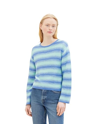 Tom Tailor Denim Damen Pullover mit Farbverlauf, 34960 - Blue Mint Colorflow, S von TOM TAILOR Denim