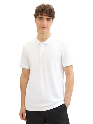 TOM TAILOR Denim Herren Basic Piqué Poloshirt , White 1, XXL von TOM TAILOR Denim