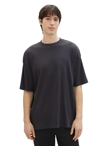 Tom Tailor Denim Herren Oversize Ripp T-Shirt mit Stretch, 29476 - Coal Grey, M von TOM TAILOR Denim