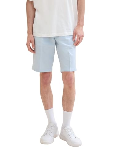 Tom Tailor Denim Herren Regular Fit Chino Leinen Shorts, 34908 - Soft Powder Blue Chambray, L von TOM TAILOR Denim