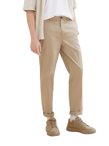 Tom Tailor Denim Herren Regular Tapered Fit Chino Hose, 13040 - Mink Beige, 33/32 von TOM TAILOR Denim