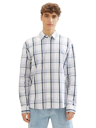 Tom Tailor Denim Herren Relaxed Fit Hemd mit Karo-Muster, 34776 - Bright Beige Multi Check, XXL Tom Tailor Denim Herren Relaxed Fit Hemd mit Karo-Muster, 34776 - Bright Beige Multi Check, XXL von TOM TAILOR Denim