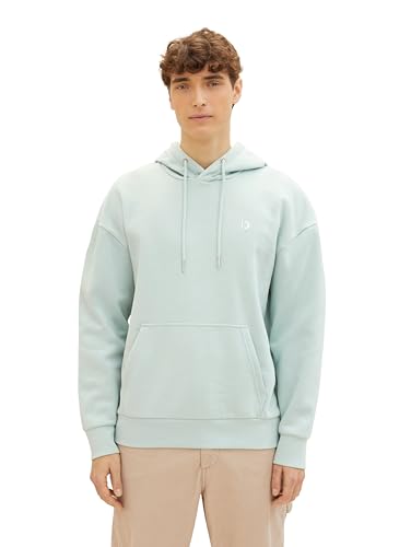 Tom Tailor Denim Herren Relaxed Fit Hoodie Sweatshirt mit Kängurutasche, 17549 - Sea Foam, S von TOM TAILOR Denim