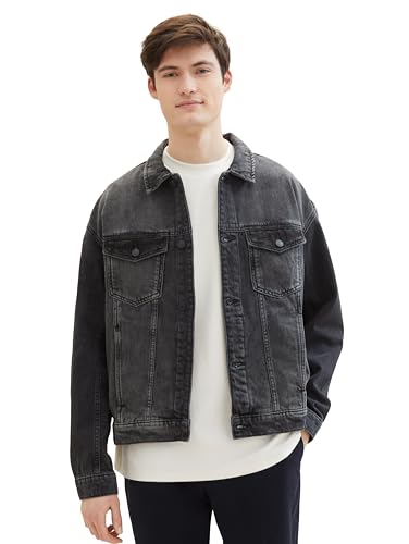 Tom Tailor Denim Herren Relaxed Fit Jeansjacke mit Brusttaschen, 10172 - Mid Stone Blue Black Denim, XXL von TOM TAILOR Denim