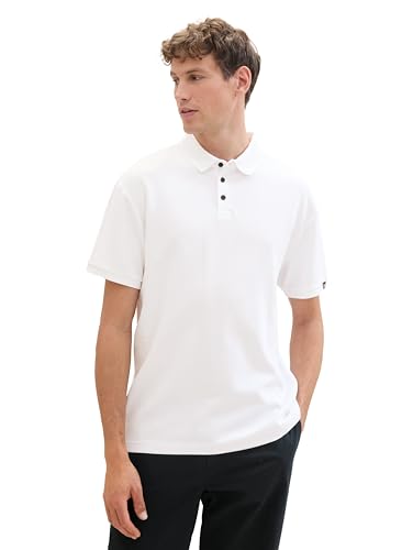 Tom Tailor Denim Herren Relaxed Fit Poloshirt mit Streifen, 20000 - White, M von TOM TAILOR Denim