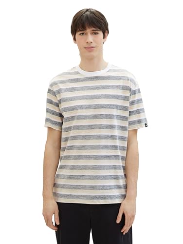 Tom Tailor Denim Herren Relaxed Fit Streifen T-Shirt aus Baumwolle, 34982 - Black Multi Stripe, L Tom Tailor Denim Herren Relaxed Fit Streifen T-Shirt aus Baumwolle, 34982 - Black Multi Stripe, L von TOM TAILOR Denim