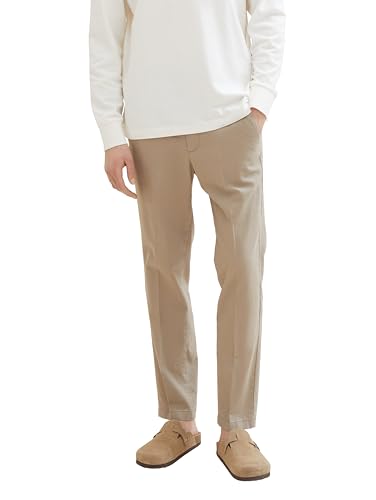 Tom Tailor Denim Herren Relaxed Tapered Fit Leinen Chino Hose, 13040 - Mink Beige, L von TOM TAILOR Denim