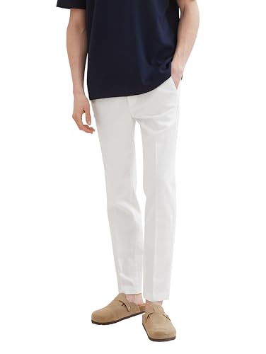 Tom Tailor Denim Herren Relaxed Tapered Fit Leinen Chino Hose, 20000 - White, M von TOM TAILOR Denim