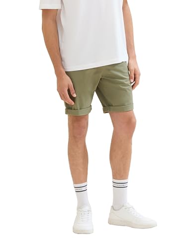 Tom Tailor Denim Herren Slim Chino Bermuda Shorts mit Stretch, 10415 - Dusty Olive Green, L von TOM TAILOR Denim