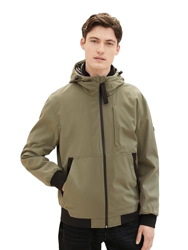 Tom Tailor Denim Herren Softshell-Jacke mit Kapuze, 10415 - Dusty Olive Green, L von TOM TAILOR Denim