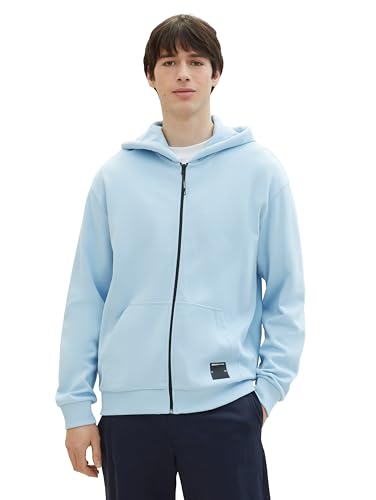 Tom Tailor Denim Herren Sweatjacke mit Kapuze, 34591 - Middle Sky Blue, XL von TOM TAILOR Denim